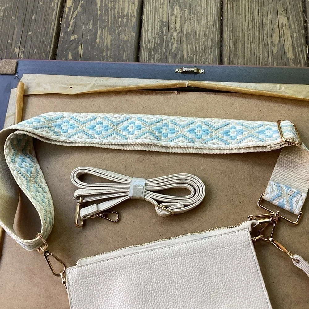 Unbranded off white three compartment bag with three removable straps